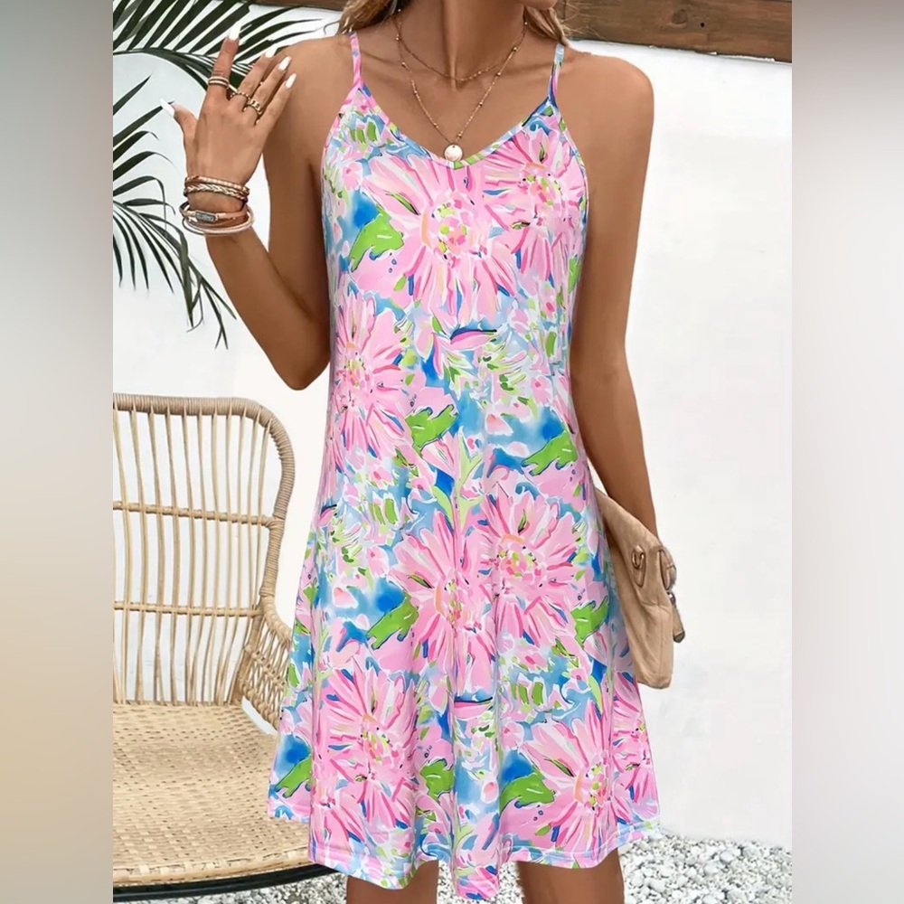 Floral Pink and Blue Sundress